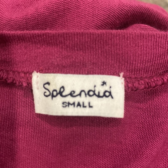 SPLENDID VERY SOFT LOW SCOOP NECK LONG SLEEVE T SHIRT DEEP PINK/ RASPBERRY - Picture 7 of 10